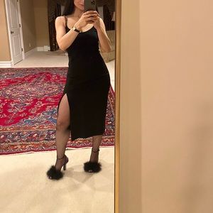 Patent Leather Feather Trim Sandals